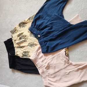 Lot of 4 kate quinn panda style girl pants bamboo, cotton, and velour